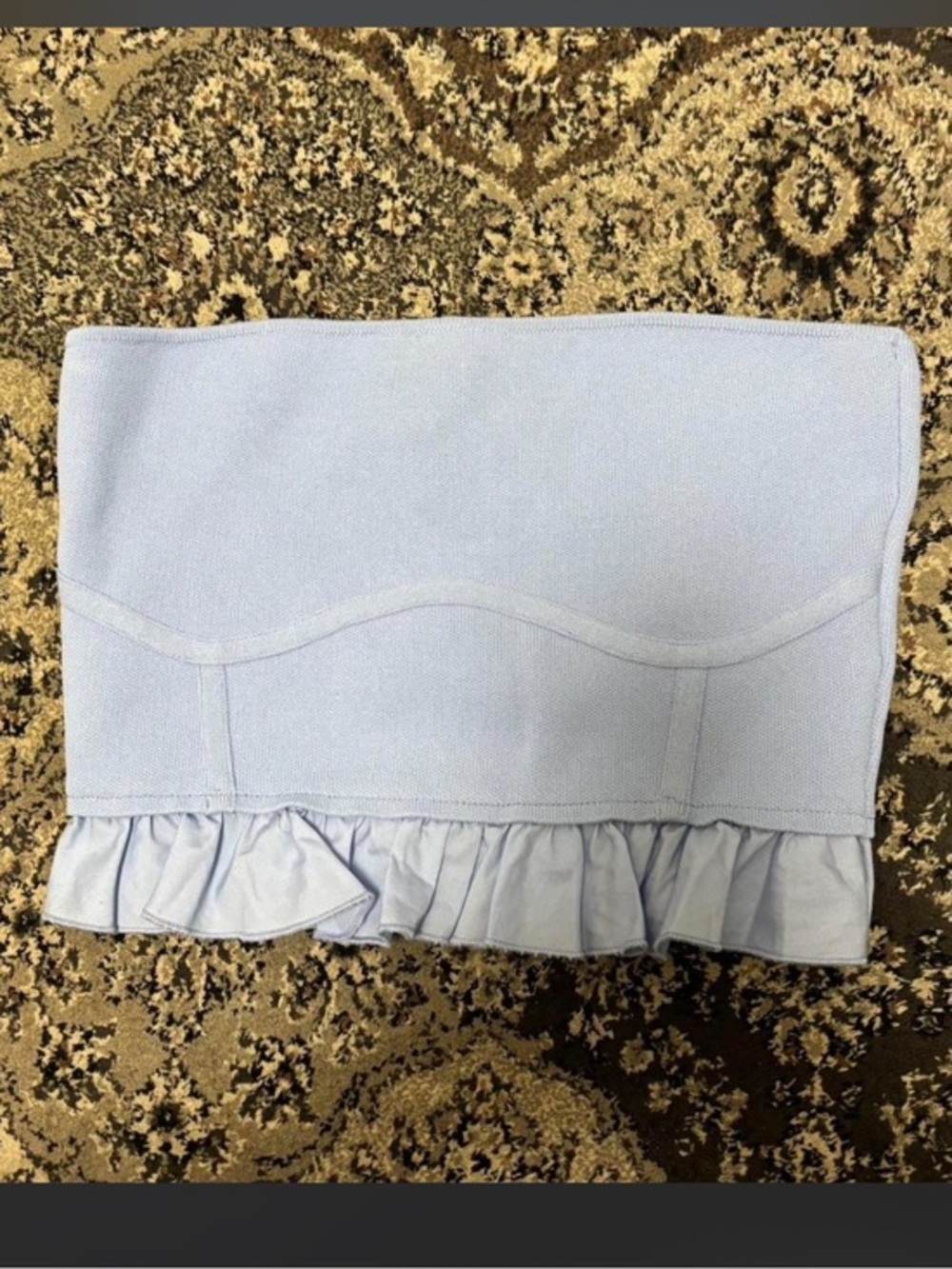 Zara Light Blue Strapless Tube Top with Ruffle Hem size S